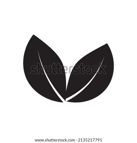 Silhouette leaves in flat style on white background. Foliage decoration. Vector illustration. stock image.