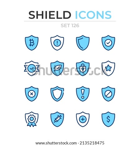 Shield icons. Vector line icons set. Premium quality. Simple thin line design. Modern outline symbols collection, pictograms.