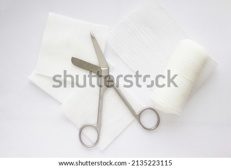 gauze and roll bandage for medical wound dressing care Royalty-Free Stock Photo #2135223115