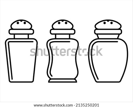 Salt Pepper Shaker Icon, Salt, Pepper Condiment Dispensers Pots Vector Art Illustration