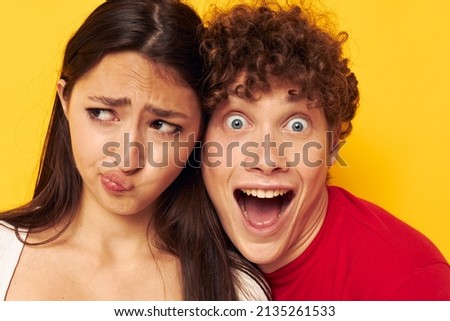 teenagers together posing emotions close-up isolated background unaltered