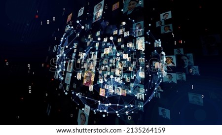 Multinational people and global communication network concept. Social media. Royalty-Free Stock Photo #2135264159