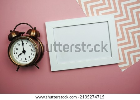 Alarm clock and Space Mock up on pink background