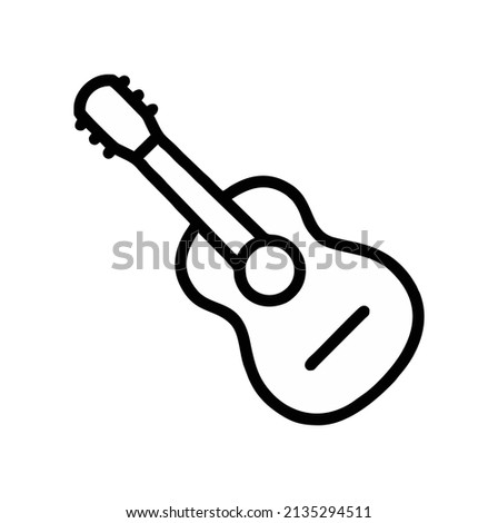 Guitar Icon in vector isolated. Simple Guitar outline on white background. Music Instrument Icon.