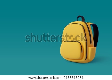 3d Vector of Yellow Backpack, Back to school and education concept. Eps 10 Vector. Royalty-Free Stock Photo #2135313281