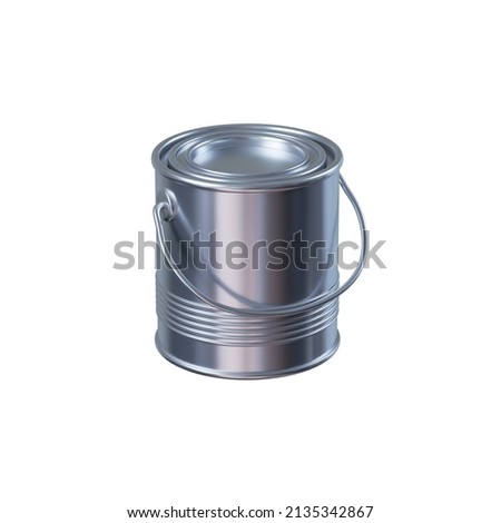 3d rendering, closed metal bucket isolated on white background, paint packaging. Construction clip art