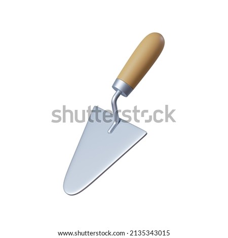 3d rendering, manual trowel tool. Construction clip art isolated on white background