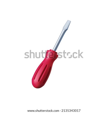 3d rendering, manual screwdriver tool with red handle. Construction clip art isolated on white background