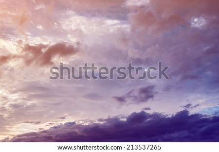 Colorful clouds on the sky. Color toned image. 