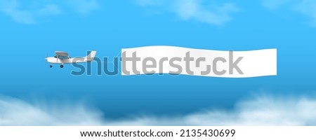 3D Airplane Show Advertising Banner In The Cloudy Sky. EPS10 Vector