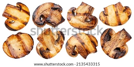 Grilled mushroom isolated on white background Royalty-Free Stock Photo #2135433315