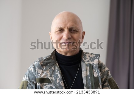 Elderly military officer isolated on white background