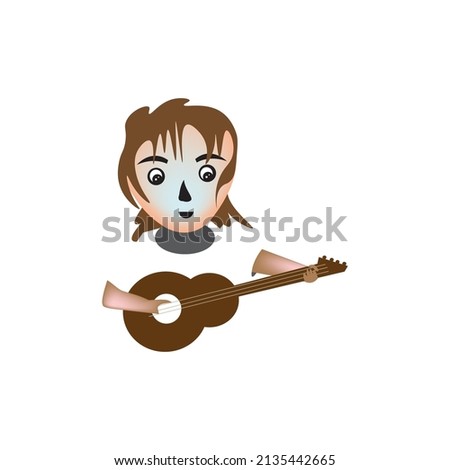 playing guitar illustration color abstract design child vector