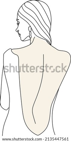 Abstract one single line minimalist drawing of a beautiful woman, vector illustration. Print for fashion, t-shirt, logo, salon logo concept. Modern continuous line draw graphic design