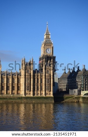 Famous Big Ben and houses of Parliament in Westminster area, London, United Kingdom