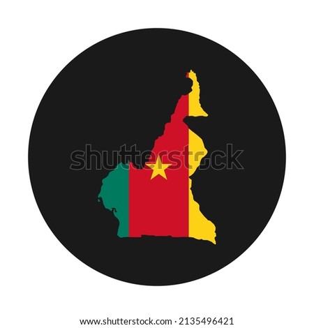 Cameroon map silhouette with flag on black background