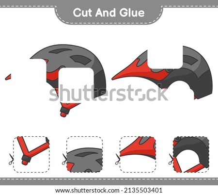 Cut and glue, cut parts of Bicycle Helmet and glue them. Educational children game, printable worksheet, vector illustration
