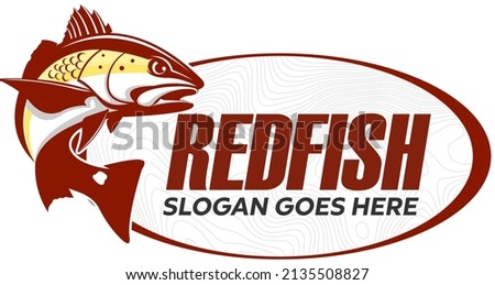 Reddrum fish logo Template, Unique and Fresh Abstract Redfish Jumping out of the water. Great to use as Redfish Anglers  fishing activity. 