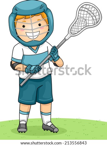 Illustration of a Boy Dressed in Lacrosse Gear