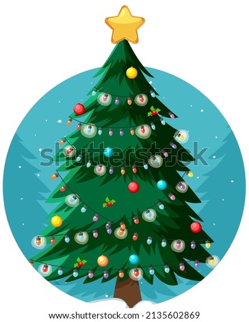 Christmas theme with christmas tree illustration