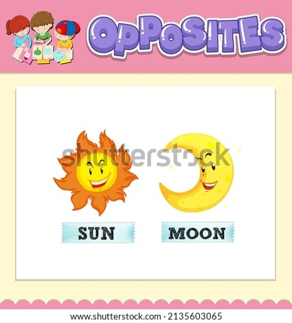 Opposite words for sun and moon illustration
