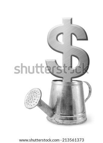 Business concepts of dollar sign in watering can