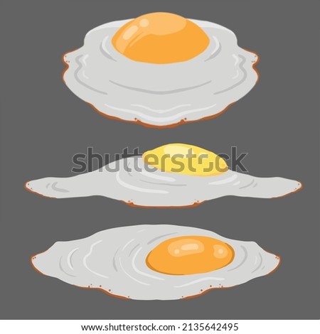 vector illustration of 3 shapes of sunny side up egg