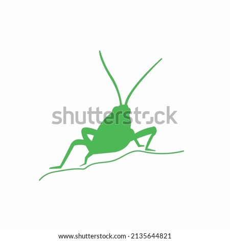 Grasshopper green vector insect icon, logo design silhouette