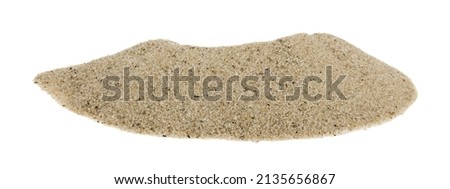 Sand isolated on white background. Detail for design. Design elements. Macro. Full focus. Background for business cards, postcards and posters.