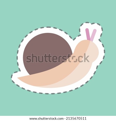 Pet Snail Sticker in trendy line cut isolated on blue background