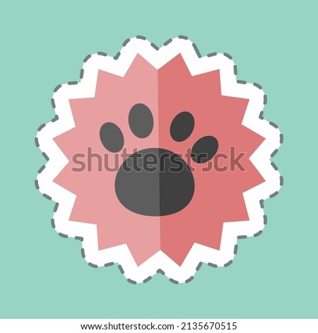 Stamp Sticker in trendy line cut isolated on blue background