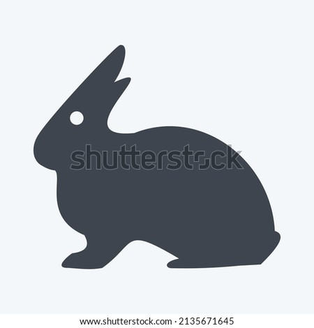 Pet Rabbit Icon in trendy glyph style isolated on soft blue background