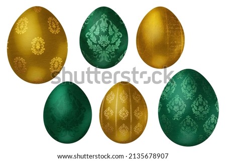 Fantastic eggs and where to find them. Easter vintage clip art set on white