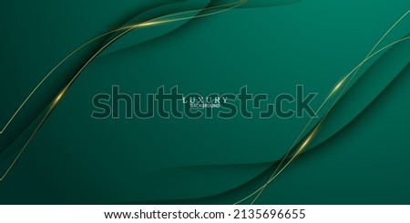 green abstract background decorated with luxury golden lines vector illustration Royalty-Free Stock Photo #2135696655