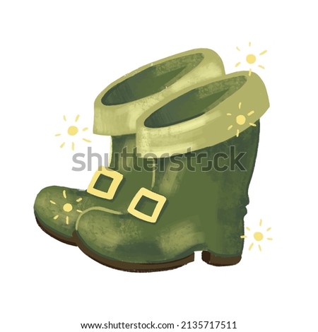 Green boots Sr Patricks day symbol  on white  isolated background Vector illustration