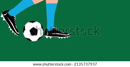 feet of a football player with a ball. the foot in the boot hits the ball. kicking a soccer ball. vector illustration, eps 10.
