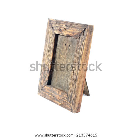 Isolated wood picture frame on white