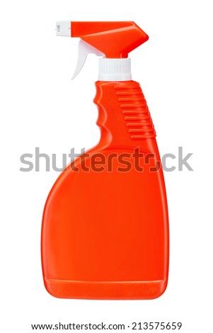 Red plastic dispenser / studio photography of spray multipurpose cleaner - isolated on white background 