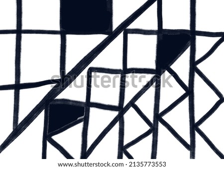 Tranquil African art zig zag pattern in black background, clip art with abstract art. Mudcloth ink, black and white. for fashion, decoration
