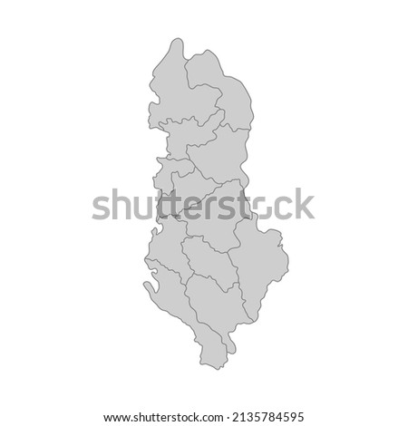 Outline political map of the Albania. High detailed vector illustration.