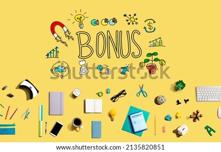 Bonus with collection of electronic gadgets and office supplies