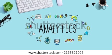 Analytics theme with a computer keyboard and a mouse