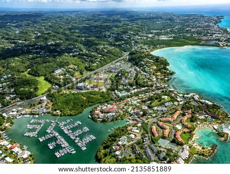 Aerial view of Marina Bas-du-Fort, Pointe-à-Pitre, Grande-Terre, Guadeloupe, Lesser Antilles, Caribbean. Royalty-Free Stock Photo #2135851889