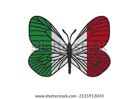Butterfly wings in color of national flag. Clip art on white background. Italy