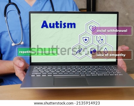 Medical concept meaning Autism repetitive movements social withdrawal lack of empathy with sign on the piece of paper.
 Royalty-Free Stock Photo #2135914923