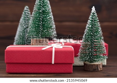 Christmas tree and gift box still life