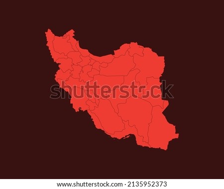 Modern Red Color High Detailed Border Map Of Iran Isolated on Red Background Vector