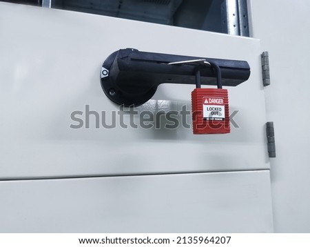 Lock out and Tag out, Lock out station,  Lock out devices for machine , Lock out for electrical maintenance in electrical rooms, safety and sign concept