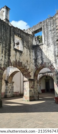 View of the arches at the entrance of a church in the convent of Desierto de los Leones 