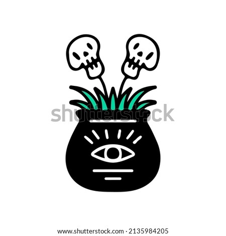Flowers skull on illuminati jar, illustration for t-shirt, street wear, sticker, or apparel merchandise. With retro, and cartoon style.